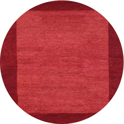 Round Machine Washable Contemporary Red Rug, wshcon534
