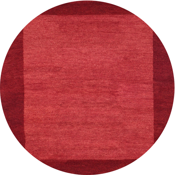 Round Machine Washable Contemporary Red Rug, wshcon534