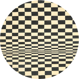 Round Machine Washable Contemporary Khaki Gold Rug, wshcon554