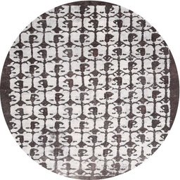 Round Machine Washable Contemporary Dark White Beige Rug, wshcon557