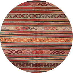 Round Machine Washable Contemporary Fire Brick Red Rug, wshcon558