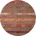 Round Machine Washable Contemporary Fire Brick Red Rug, wshcon558