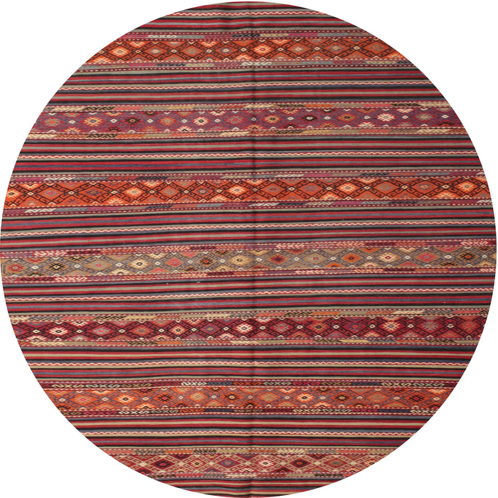 Round Contemporary Rust Pink Oriental Rug, con559