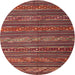 Round Contemporary Rust Pink Oriental Rug, con559