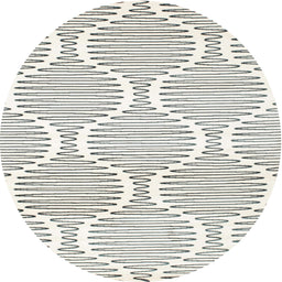 Round Contemporary Gunmetal Gray Modern Rug, con566