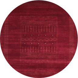 Round Machine Washable Contemporary Red Rug, wshcon591
