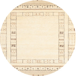 Round Contemporary Brown Solid Rug, con593