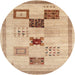 Round Contemporary Bronze Brown Modern Rug, con594