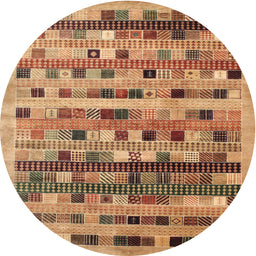 Round Machine Washable Contemporary Mahogany Brown Rug, wshcon597