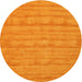 Round Machine Washable Contemporary Dark Orange Rug, wshcon5