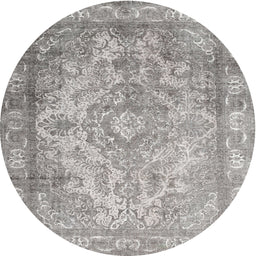 Round Machine Washable Contemporary Granite Gray Rug, wshcon601