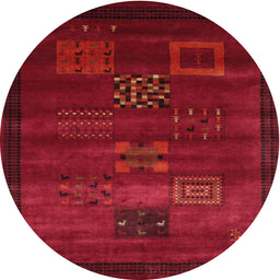Round Machine Washable Contemporary Saffron Red Rug, wshcon602