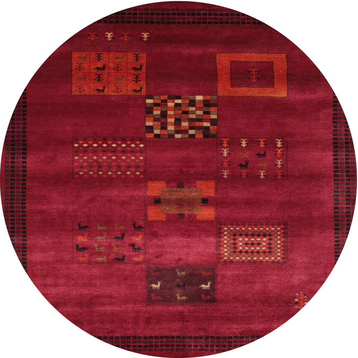 Round Machine Washable Contemporary Saffron Red Rug, wshcon602