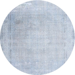 Round Machine Washable Contemporary Blue Gray Rug, wshcon608