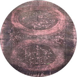 Round Machine Washable Contemporary Velvet Maroon Purple Rug, wshcon614