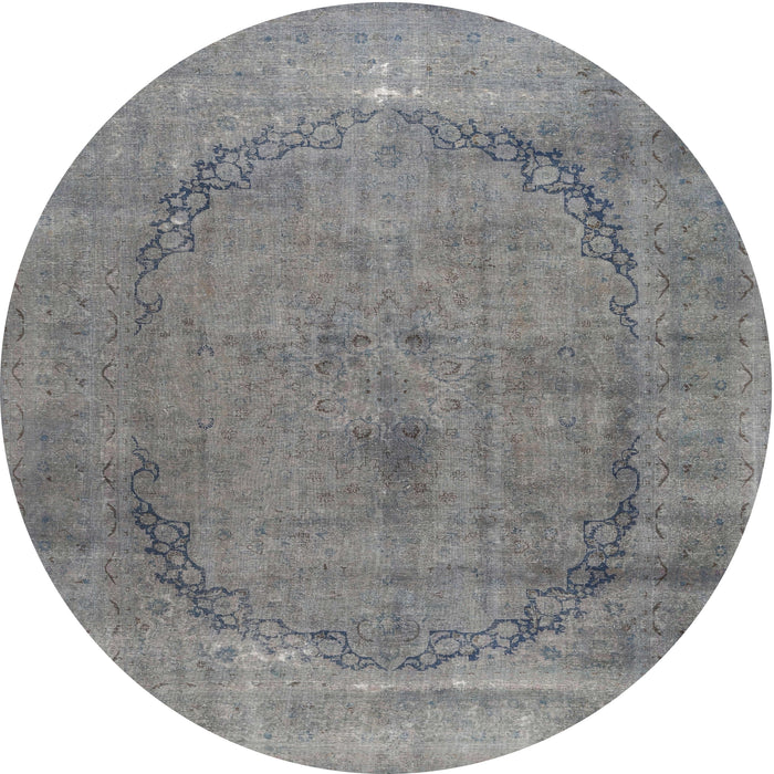 Round Contemporary Silver Gray Modern Rug, con615