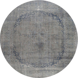 Round Machine Washable Contemporary Silver Gray Rug, wshcon615
