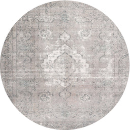 Round Machine Washable Contemporary Dark Gray Rug, wshcon617