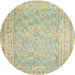 Round Machine Washable Contemporary Sage Green Rug, wshcon627