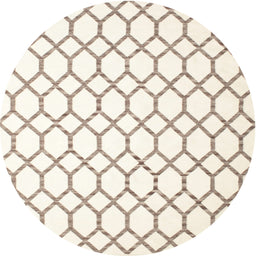 Round Contemporary Blonde Beige Trellis Rug, con628