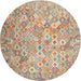 Round Machine Washable Contemporary Orange Salmon Pink Rug, wshcon633