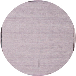 Round Machine Washable Contemporary Purple Thistle Purple Rug, wshcon638