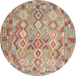 Round Machine Washable Contemporary Rust Pink Rug, wshcon639