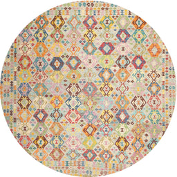 Round Machine Washable Contemporary Orange Salmon Pink Rug, wshcon643