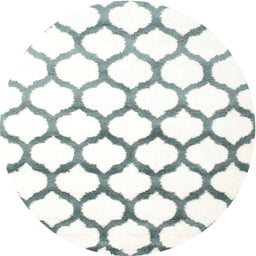 Round Contemporary Dark Gray Trellis Rug, con646