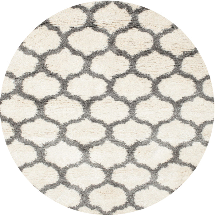 Round Contemporary Sage Green Trellis Rug, con650