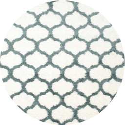 Round Contemporary Dark Gray Trellis Rug, con652