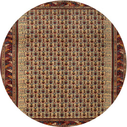 Round Machine Washable Contemporary Peru Brown Rug, wshcon659
