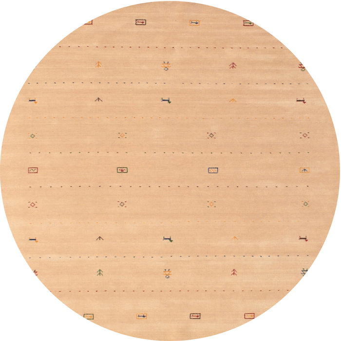 Round Contemporary Yellow Orange Solid Rug, con662