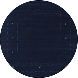 Round Machine Washable Contemporary Night Blue Rug, wshcon667
