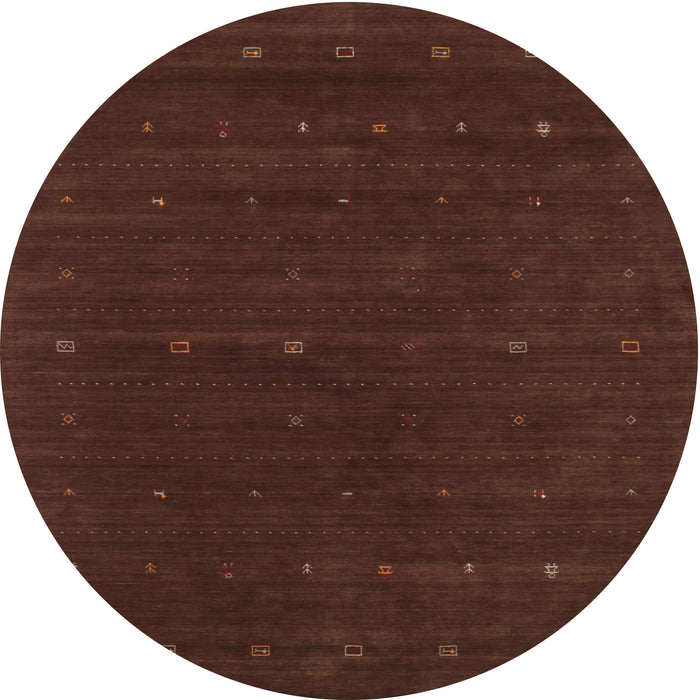 Round Machine Washable Contemporary Night Red Rug, wshcon668