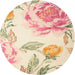 Round Contemporary Golden Blonde Gold Botanical Rug, con674