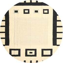 Round Machine Washable Contemporary Khaki Green Rug, wshcon676