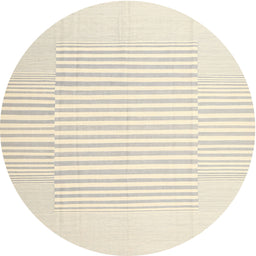 Round Contemporary Peach Beige Solid Rug, con677