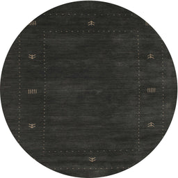 Round Contemporary Charcoal Black Modern Rug, con680