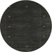 Round Machine Washable Contemporary Charcoal Black Rug, wshcon680