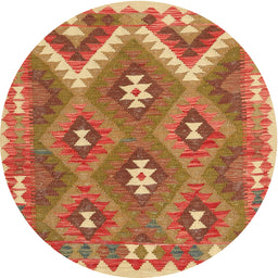 Round Contemporary Red Southwestern Rug, con684