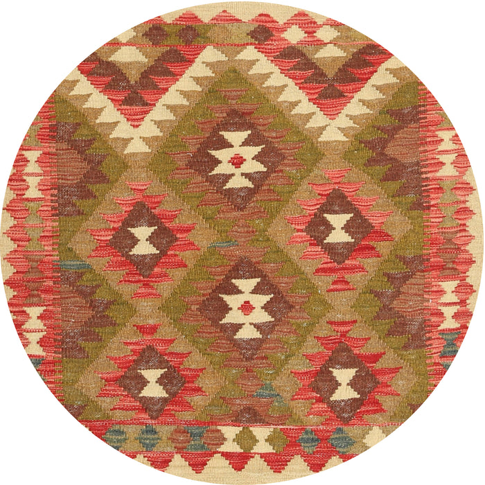 Round Contemporary Red Southwestern Rug, con684