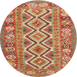 Round Contemporary Metallic Gold Southwestern Rug, con686