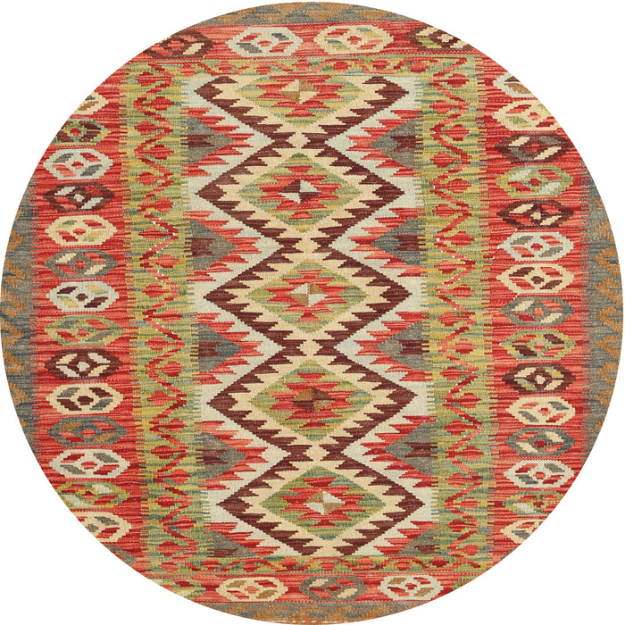 Round Contemporary Metallic Gold Southwestern Rug, con686