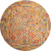 Round Contemporary Orange Southwestern Rug, con687