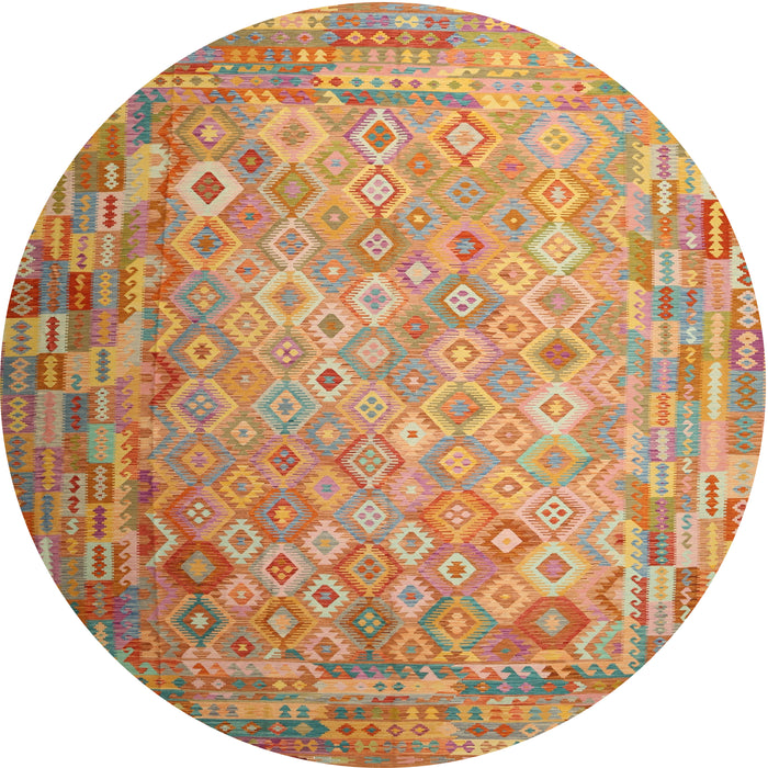 Round Machine Washable Contemporary Orange Rug, wshcon687