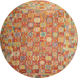 Round Machine Washable Contemporary Metallic Gold Rug, wshcon688