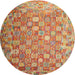 Round Machine Washable Contemporary Metallic Gold Rug, wshcon688