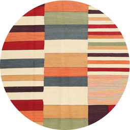 Round Contemporary Red Southwestern Rug, con692