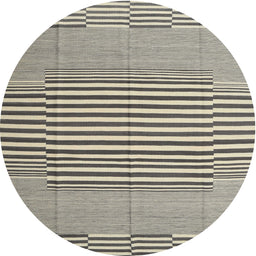 Round Contemporary Tan Brown Modern Rug, con693
